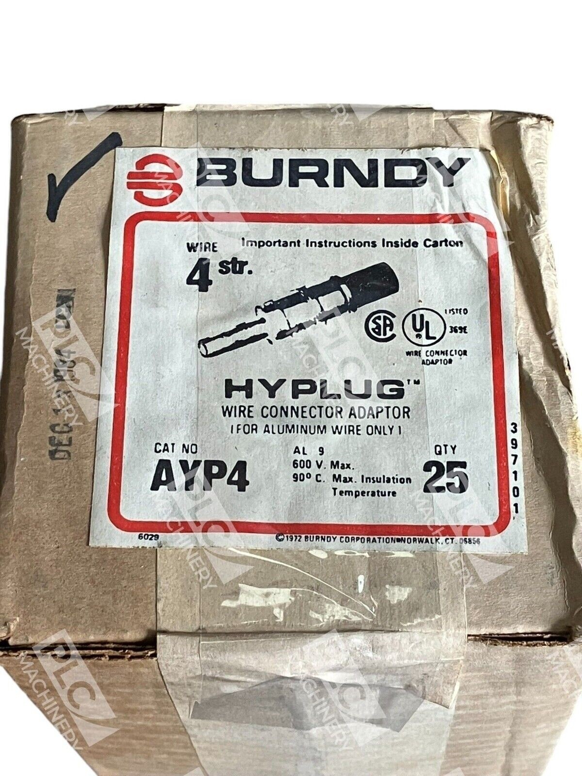 Burndy Wire 4 Str. Hyplub Wire Connector Adapter AYP4 (Box of 25) - Image 3
