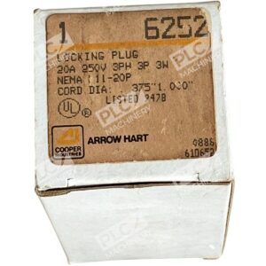 Arrow Hart 6252 - Arrow Hart Cooper 20A 250V 3PH 3P 3W Locking Plug 6252