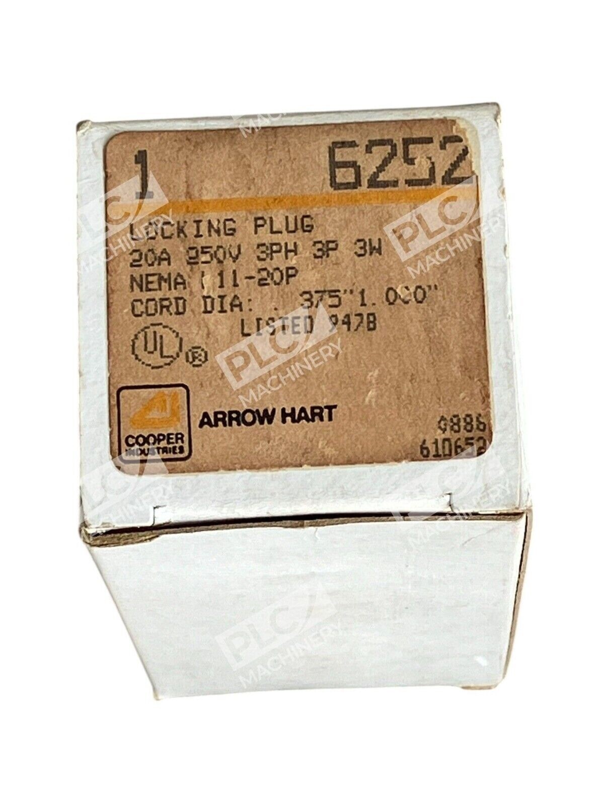 Arrow Hart 6252 - Arrow Hart Cooper 20A 250V 3PH 3P 3W Locking Plug 6252