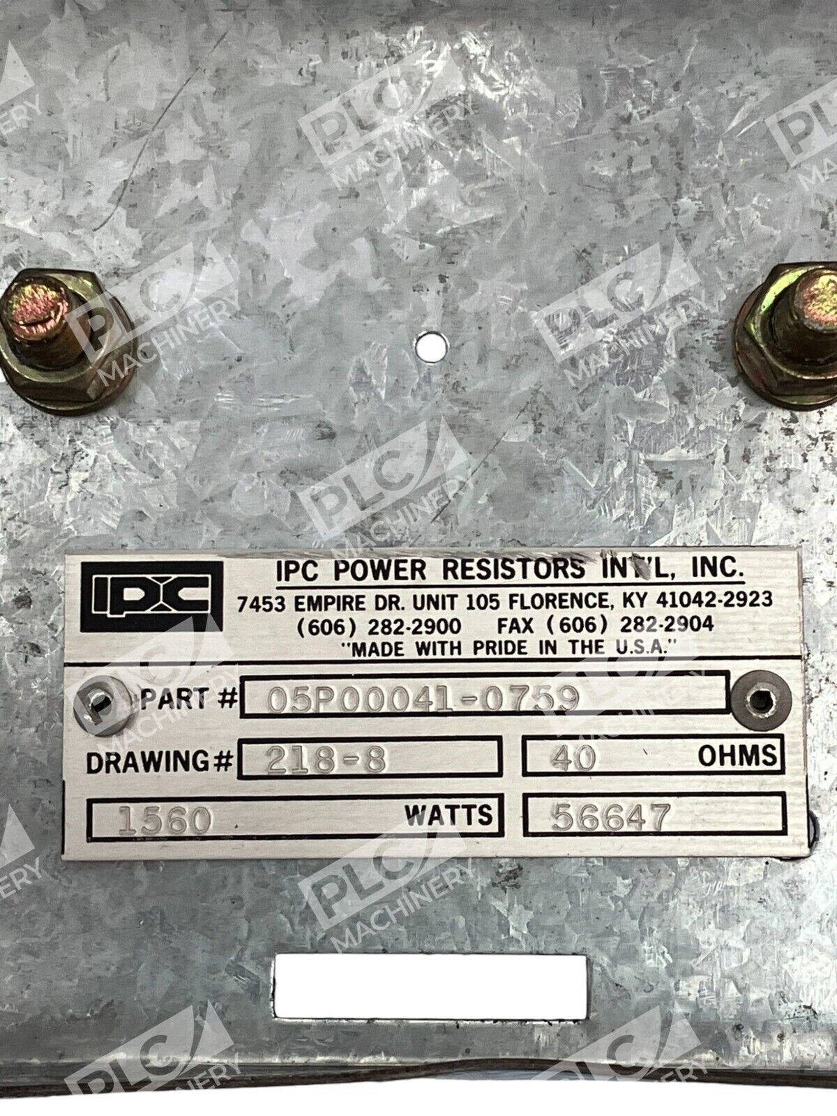IPC Power Resistors International 40Ohms 1560W 218-8 05P00041-0759 - Image 4
