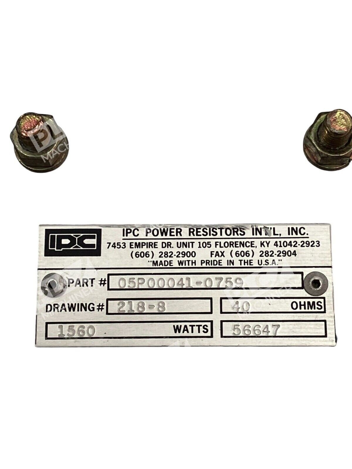 IPC Power Resistors International 40Ohms 1560W 218-8 05P00041-0759 - Image 3