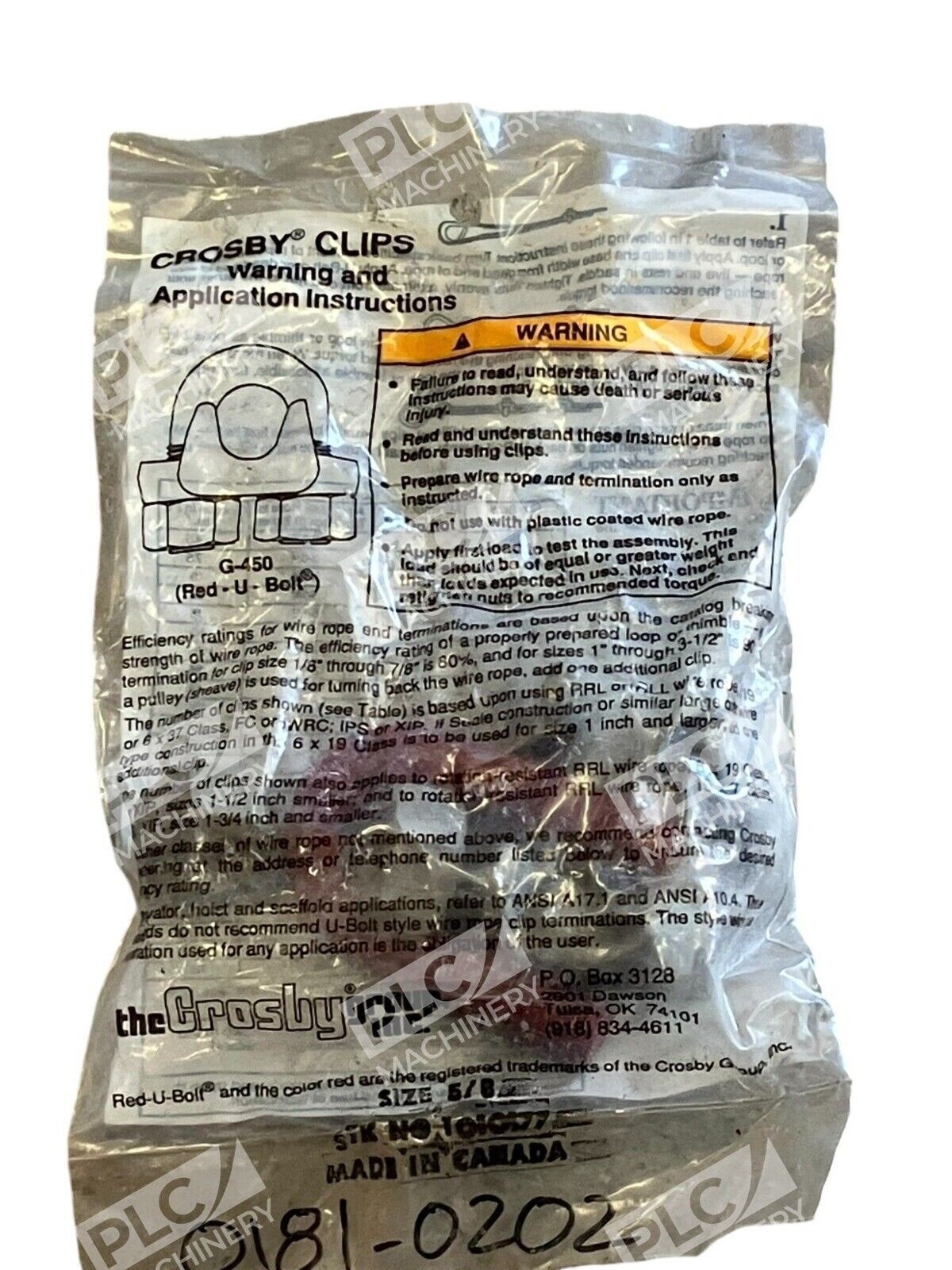 Crosby 1010177 - Crosby Clips 5/8 Red U Bolt G-450 1010177