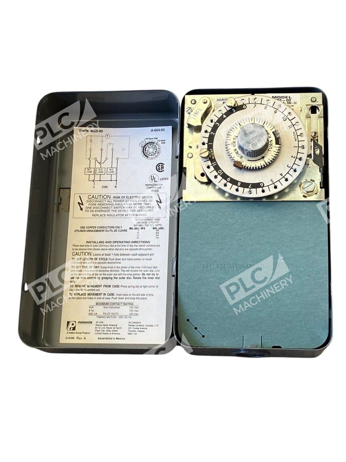 Paragon Invensys A-664-00 Timing Motor 120V 60Hz C-4109 Rev A 8025-00 - Image 3
