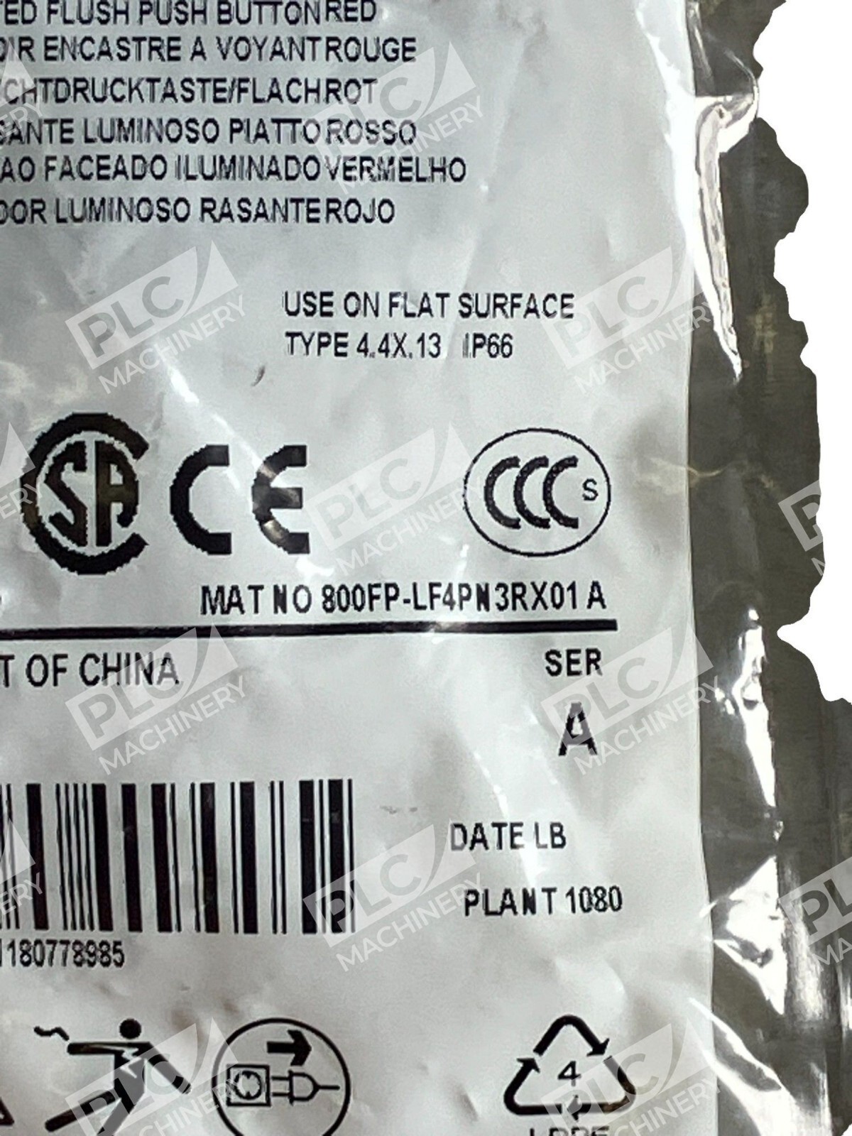 Allen Bradley Illuminated Flush Push Button Red 800FP-LF4PN3RX01 /A - Image 5