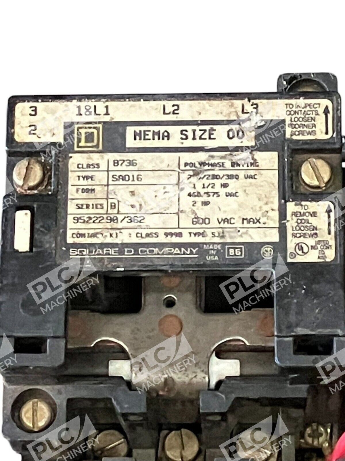 Square D Nema Size 00 Starter 8736-SAO16 B - Image 3