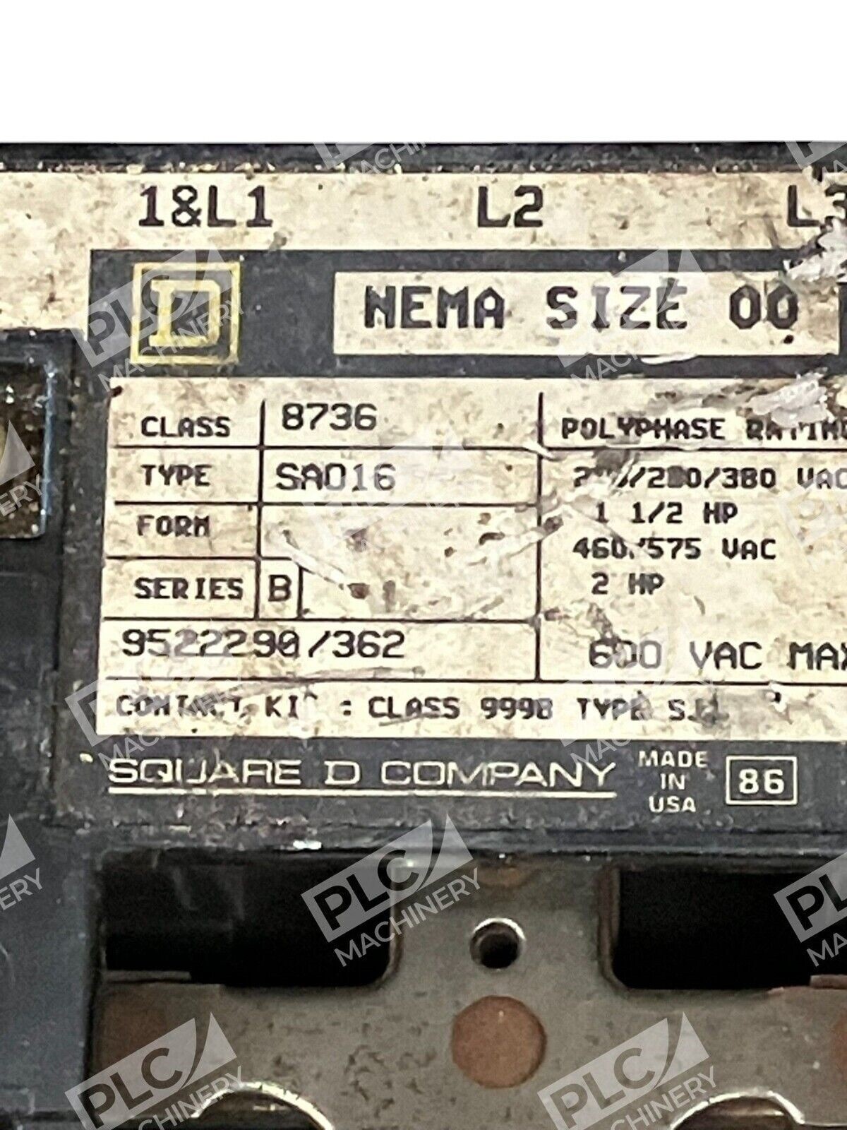 Square D Nema Size 00 Starter 8736-SAO16 B - Image 4