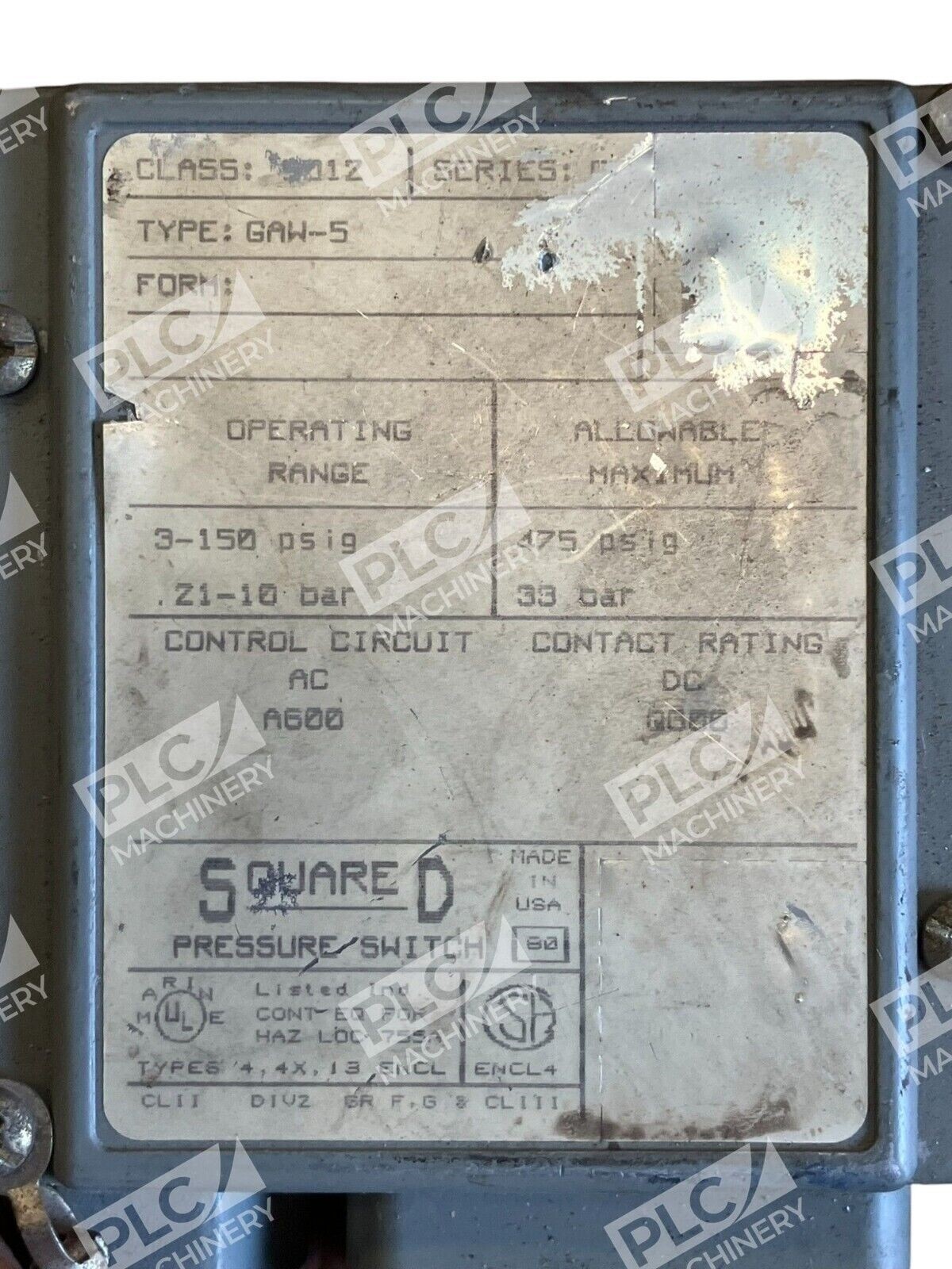 Square D Pressure Switch 9012-GAW-5 - Image 3