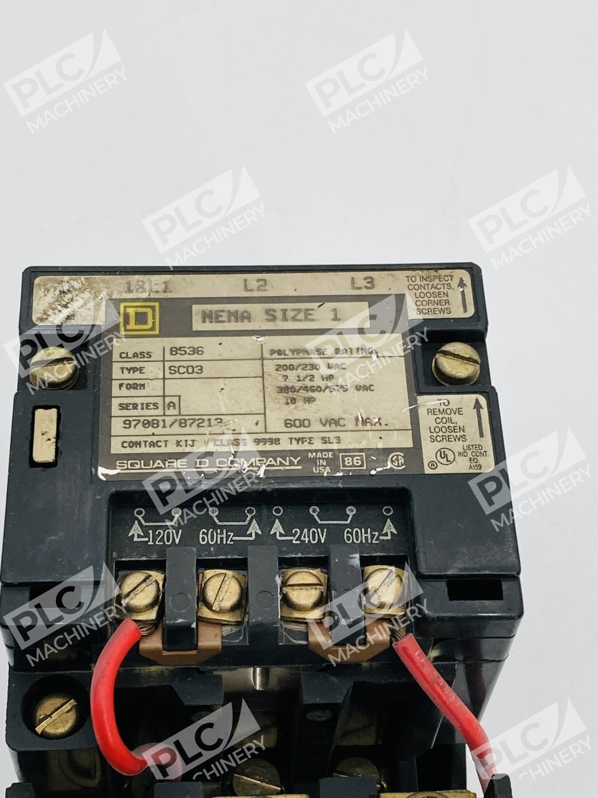 Square D 8536SCO3 Magnetic Motor Starter Nema Size 1 Ser. A - Image 7