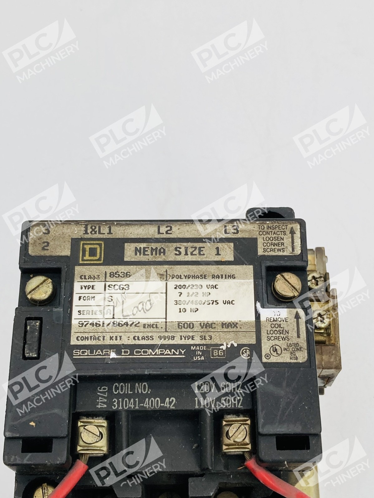 Square D 8536 SCG3 Non-Reversing Magnetic Motor Starter NEMA Series A - Image 9