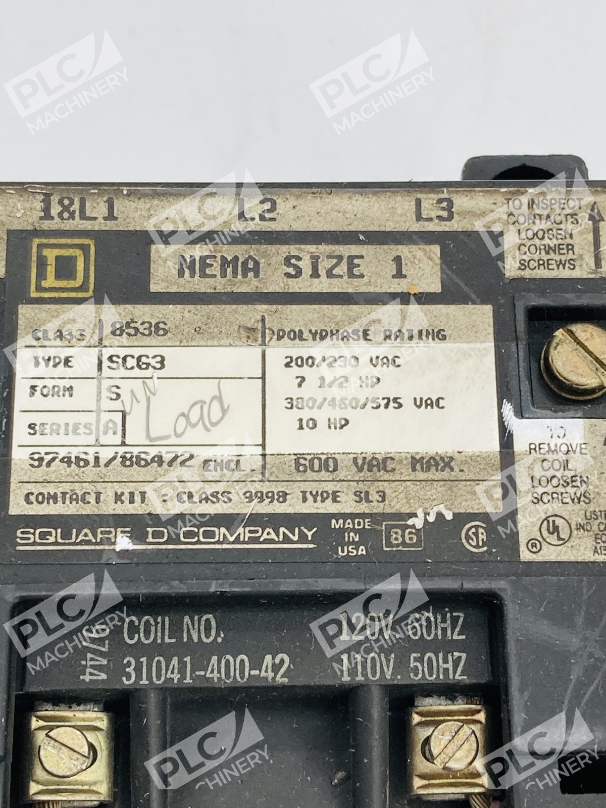 Square D 8536 SCG3 Non-Reversing Magnetic Motor Starter NEMA Series A - Image 10
