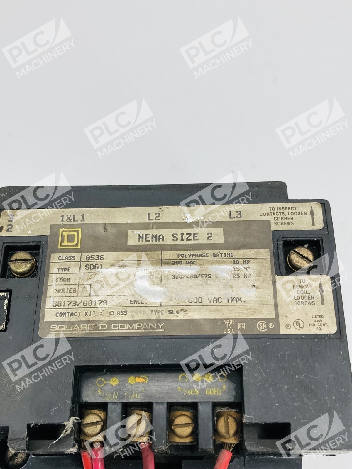 Square D 8536 SDG1 Nema Size 2 Motor Starter 600 VAC Ser. A - Image 8