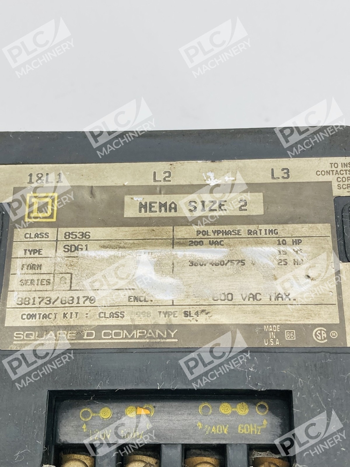 Square D 8536 SDG1 Nema Size 2 Motor Starter 600 VAC Ser. A - Image 9