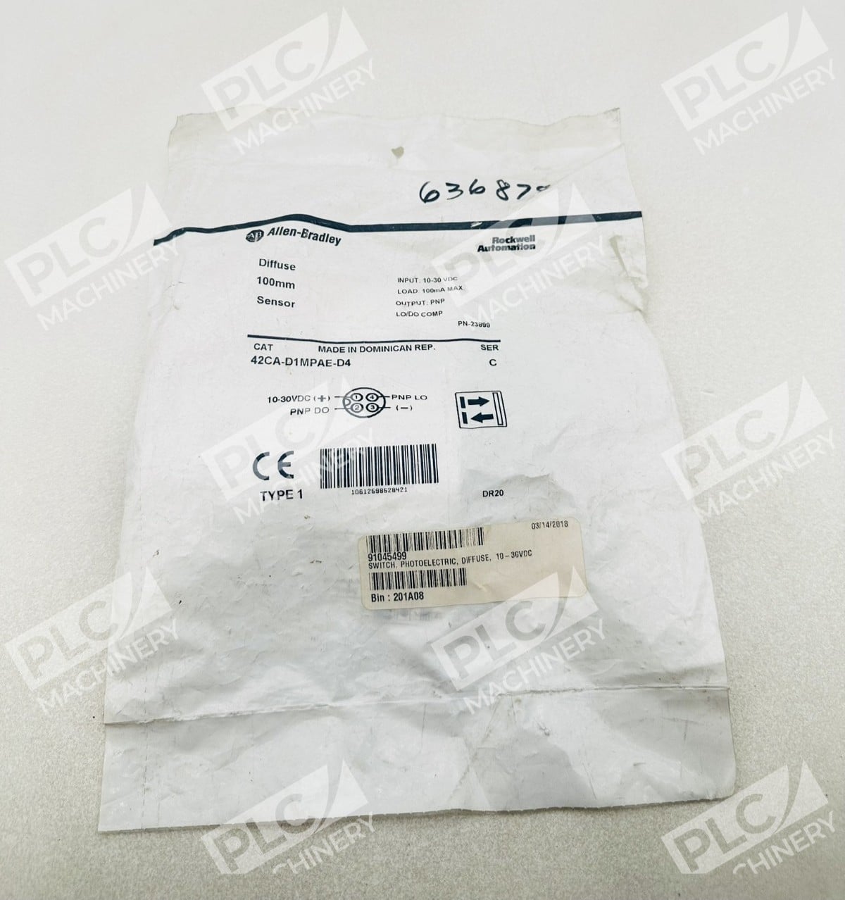 Allen Bradley 42CA-D1MPAE-D4 Diffuse Sensor 100mm Ser C - Image 2