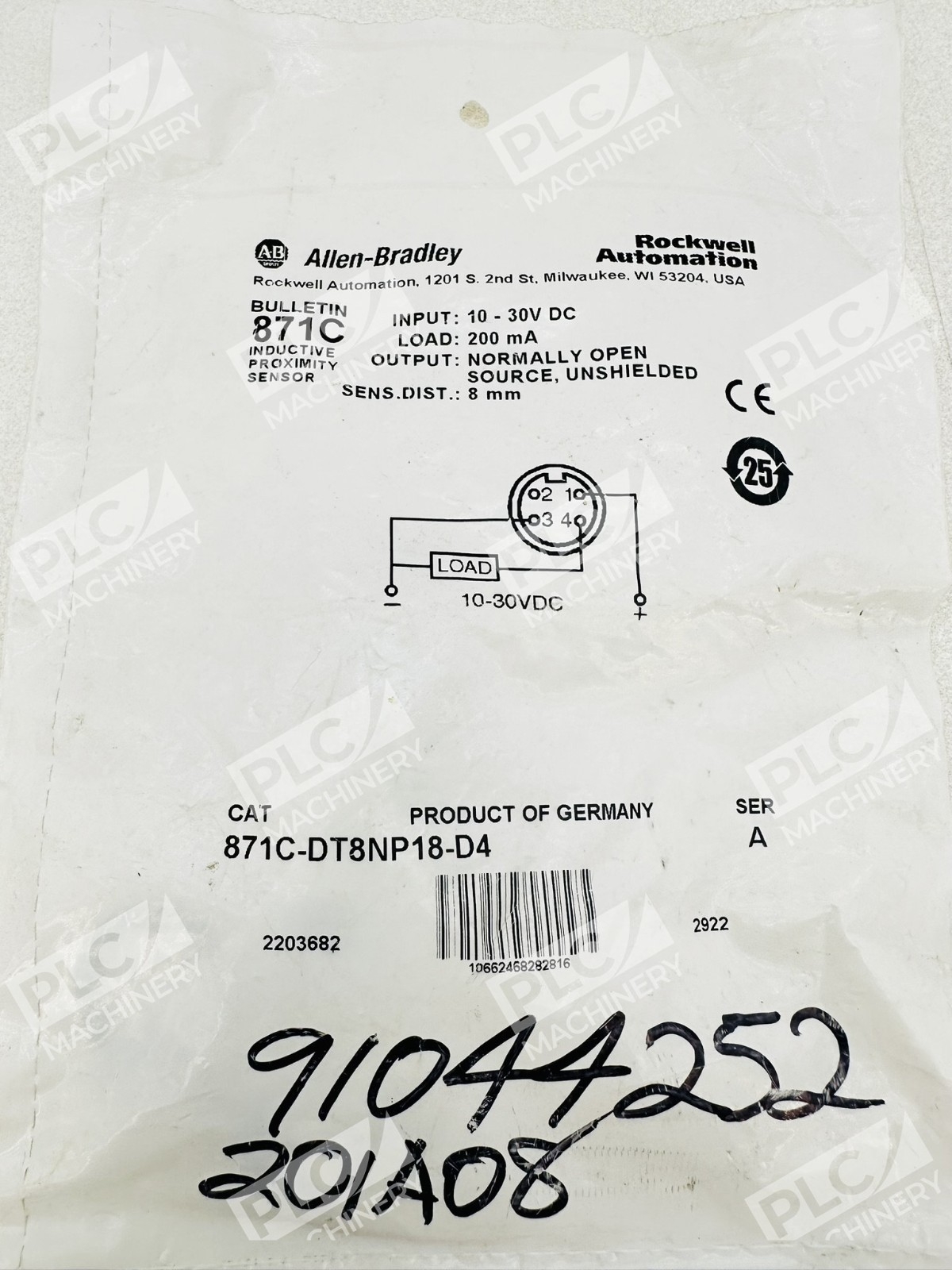 Allen Bradley 871C-DT8NP18-D4 Inductive Proximity Sensor Ser A - Image 4