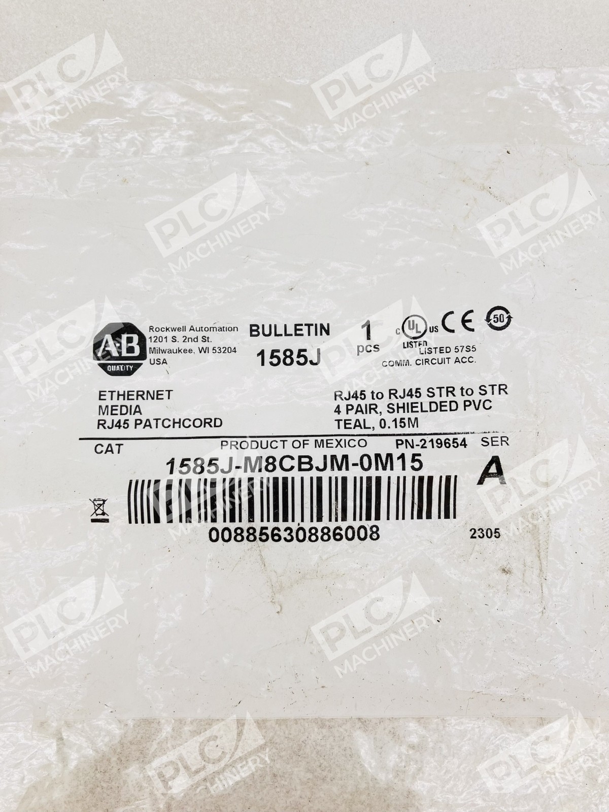 Allen Bradley 1585J-M8CBJM-0M15 Ethernet Media RJ45 Patch Cord 0.15m Ser A - Image 3