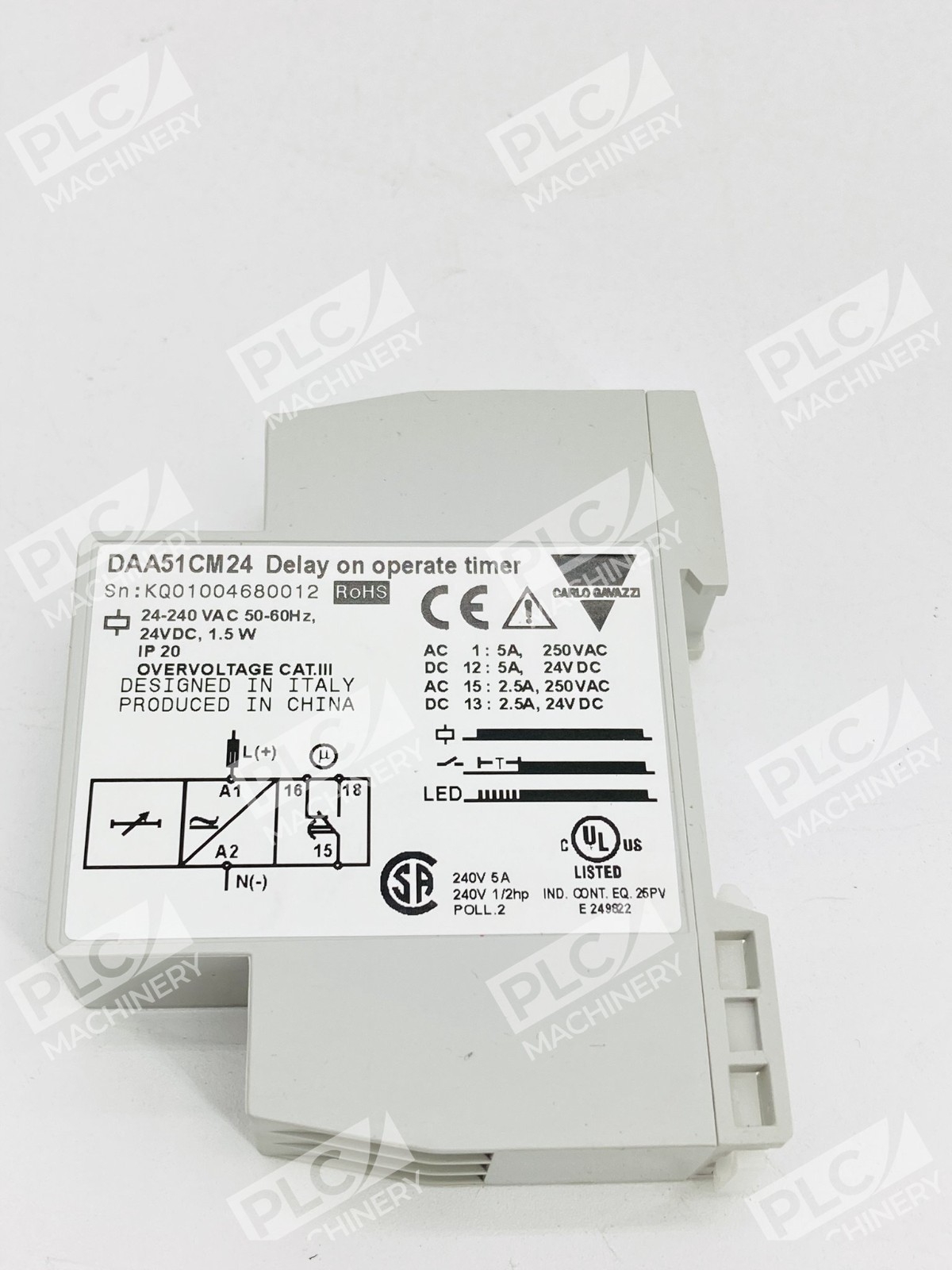 Carlo Gavazzi DAA51CM24 Time Delay Relay On-Delay 24-240VAC - Image 8
