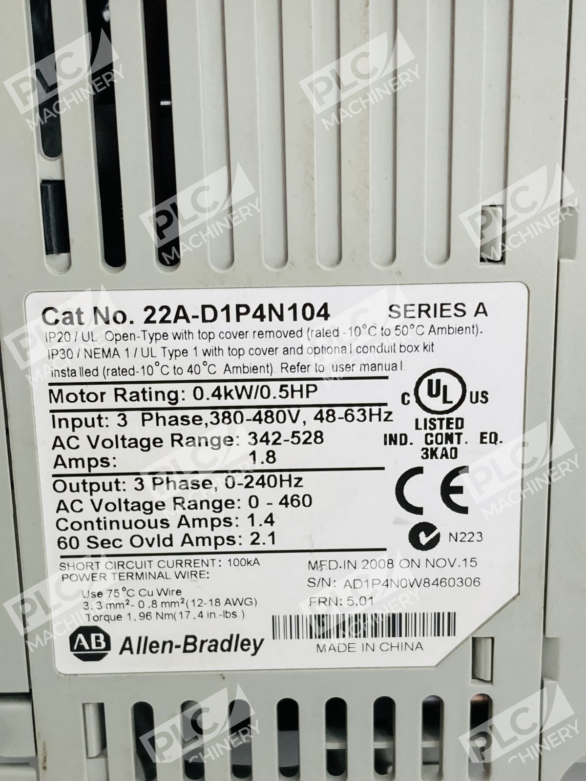 Allen Bradley 22A-D1P4N104 PowerFlex 4 Adjustable Frequency AC Drive Ser A - Image 9