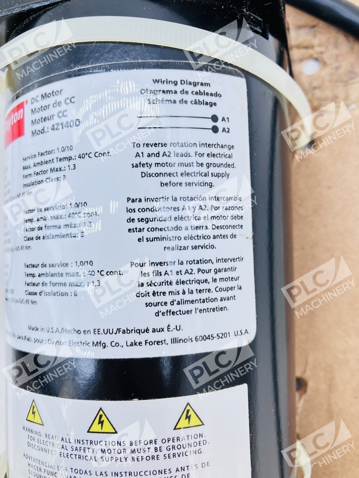 Dayton 4Z140D DC Motor 1/8HP 90V 1800RPM - Image 7