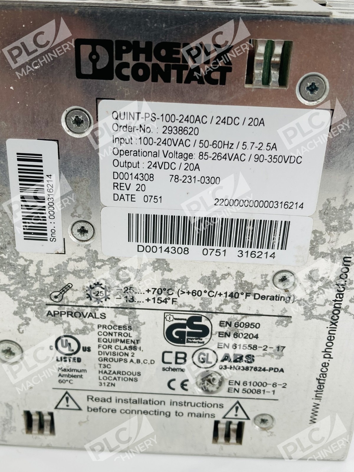 Phoenix Contact QUINT-PS-100-240AC/24DC/20A Power Supply 24V 20A - Image 9