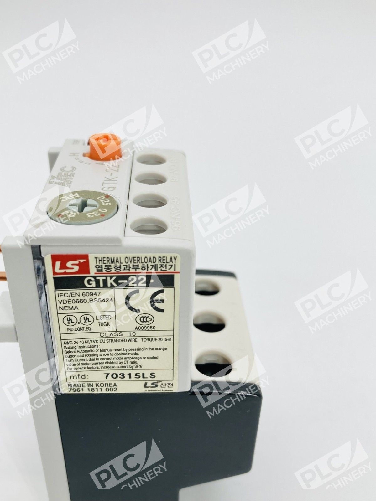 LS GTK-22 Thermal Overload Relay 0.25-0.4A Class 10 3 Pole - Image 7