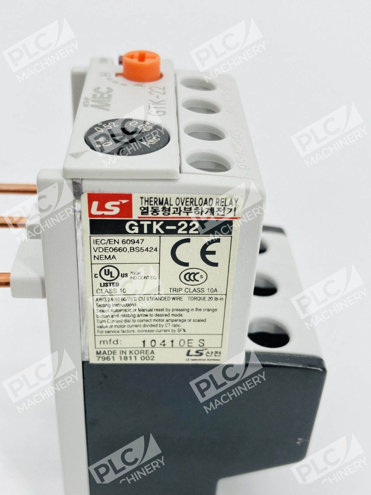 LS Electric GTK-22 Motor Protection Thermal Overload Relay 0.4-0.63A - Image 8