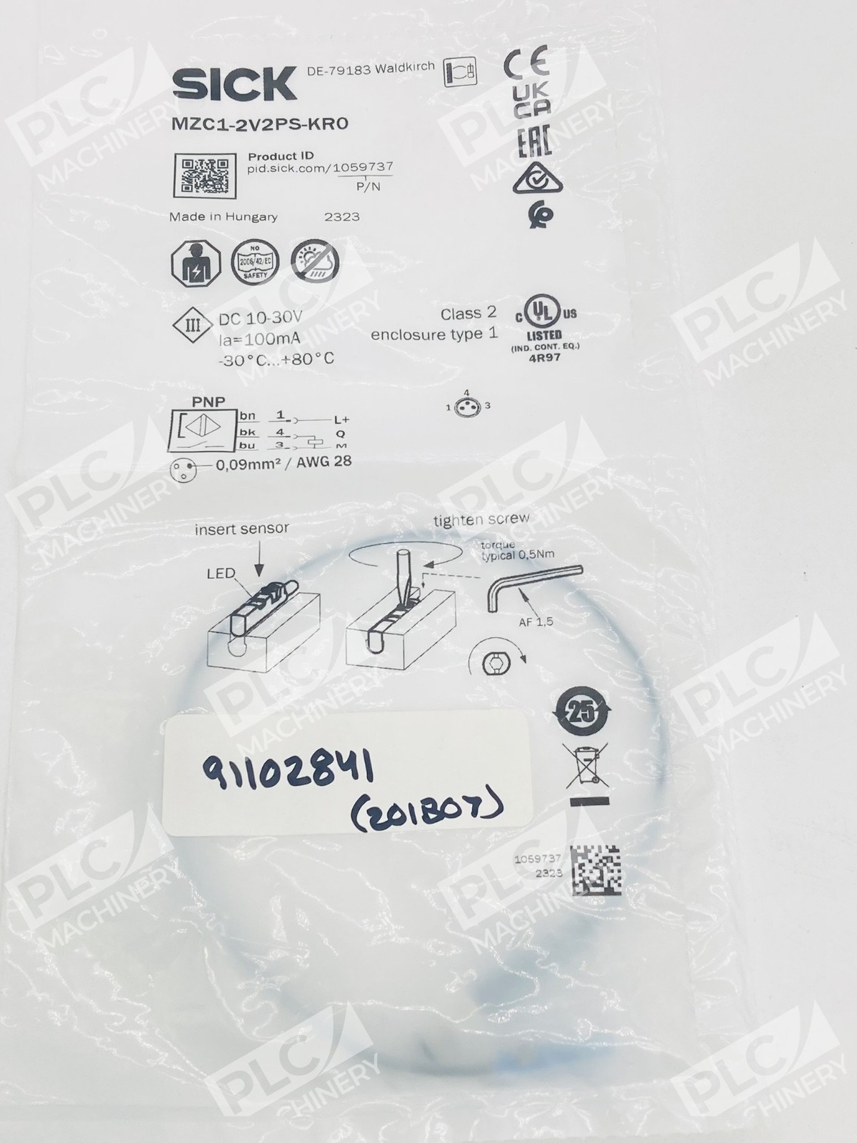 Sick MZC1-2V2PS-KRO Magnetic Cylinder Sensor 1059737 - Image 3