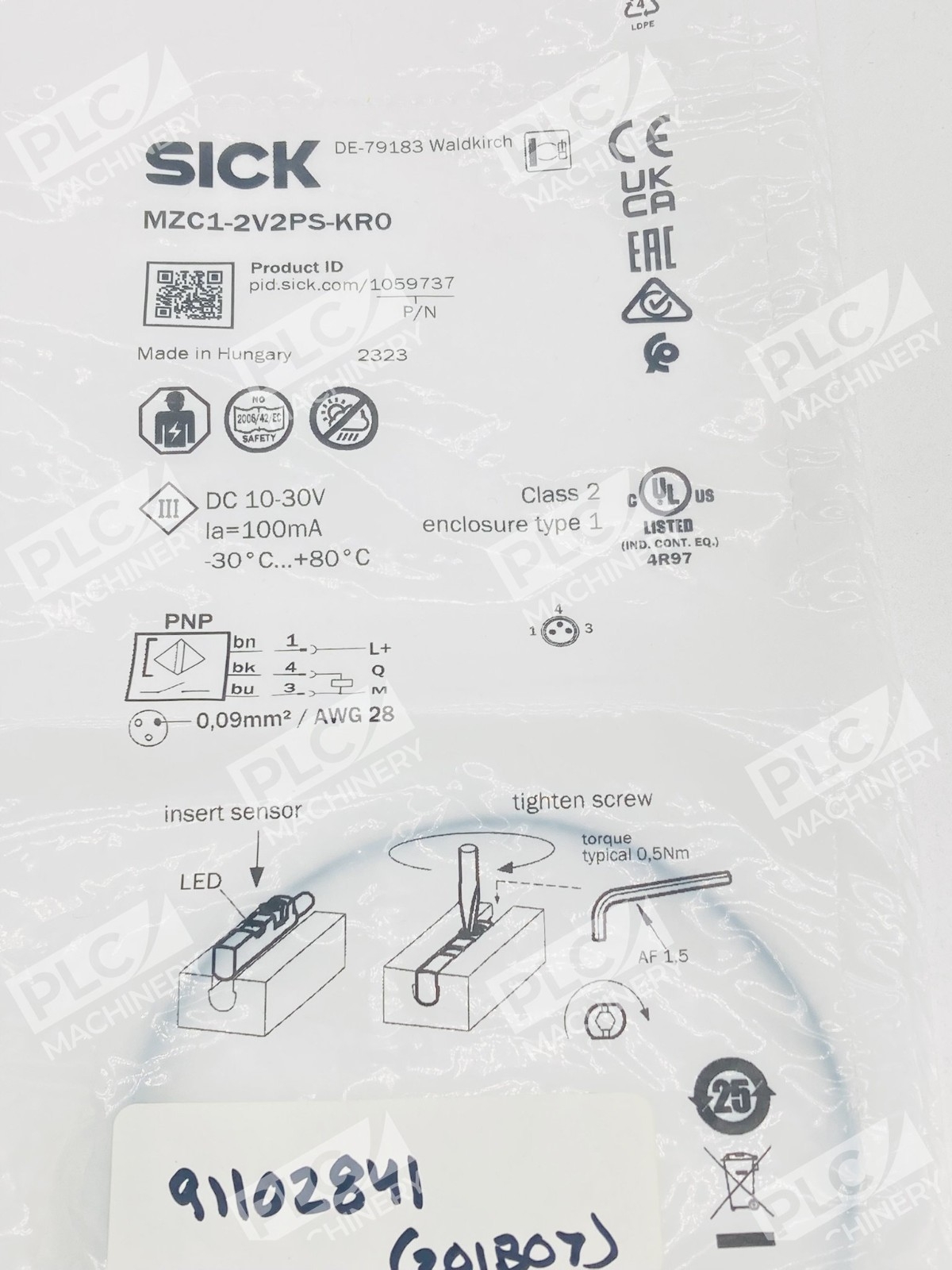 Sick MZC1-2V2PS-KRO Magnetic Cylinder Sensor 1059737 - Image 4