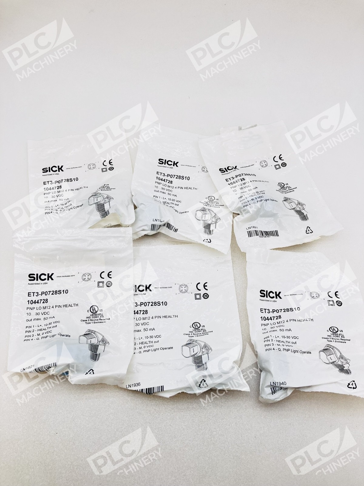 Sick ET3-P0728S10 Photoelectric Sensor 4-Pin 1044728 Lots of 6