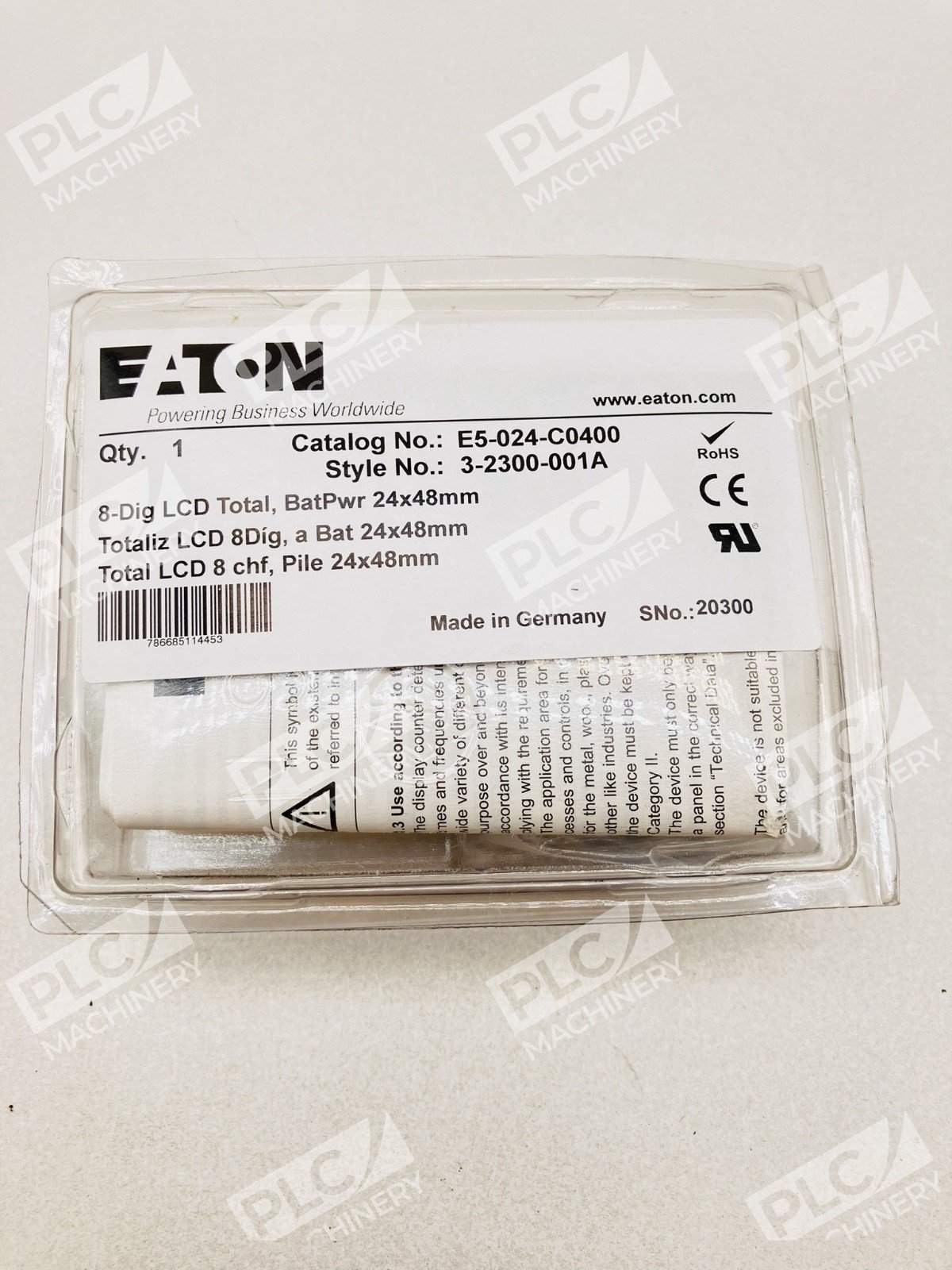 Eaton E5-024-C0400 Electronic Totalizer 8 Digit LCD Counter E5 Series - Image 2