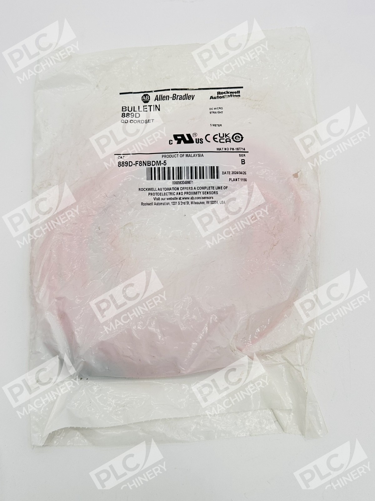 Allen Bradley 889D-F8NBDM-5 Series B QD Cordset DC Micro 5m