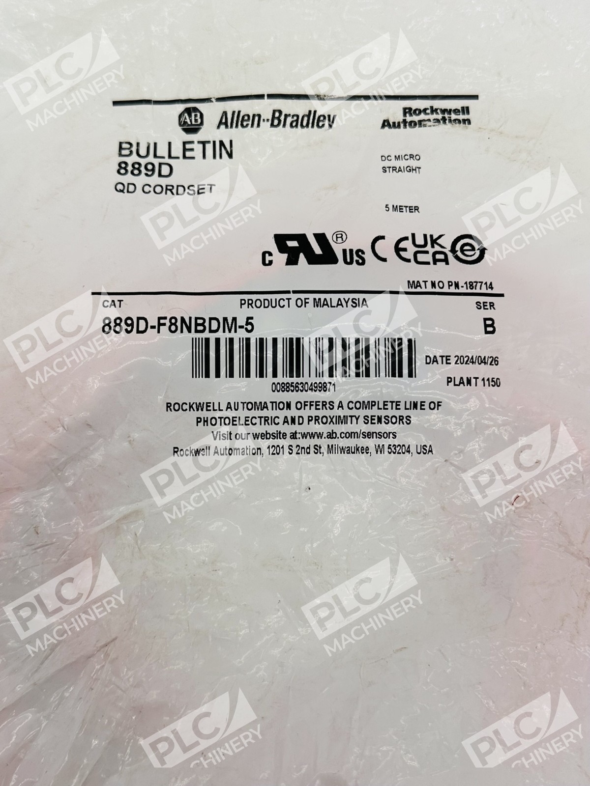 Allen Bradley 889D-F8NBDM-5 Series B QD Cordset DC Micro 5m - Image 3