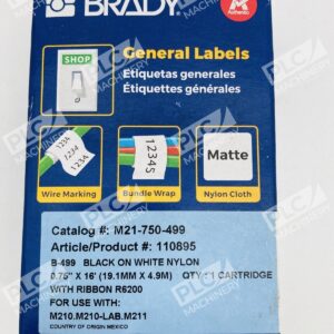 Brady M21-750-499 Label Cartridge Black on White Nylon Cloth