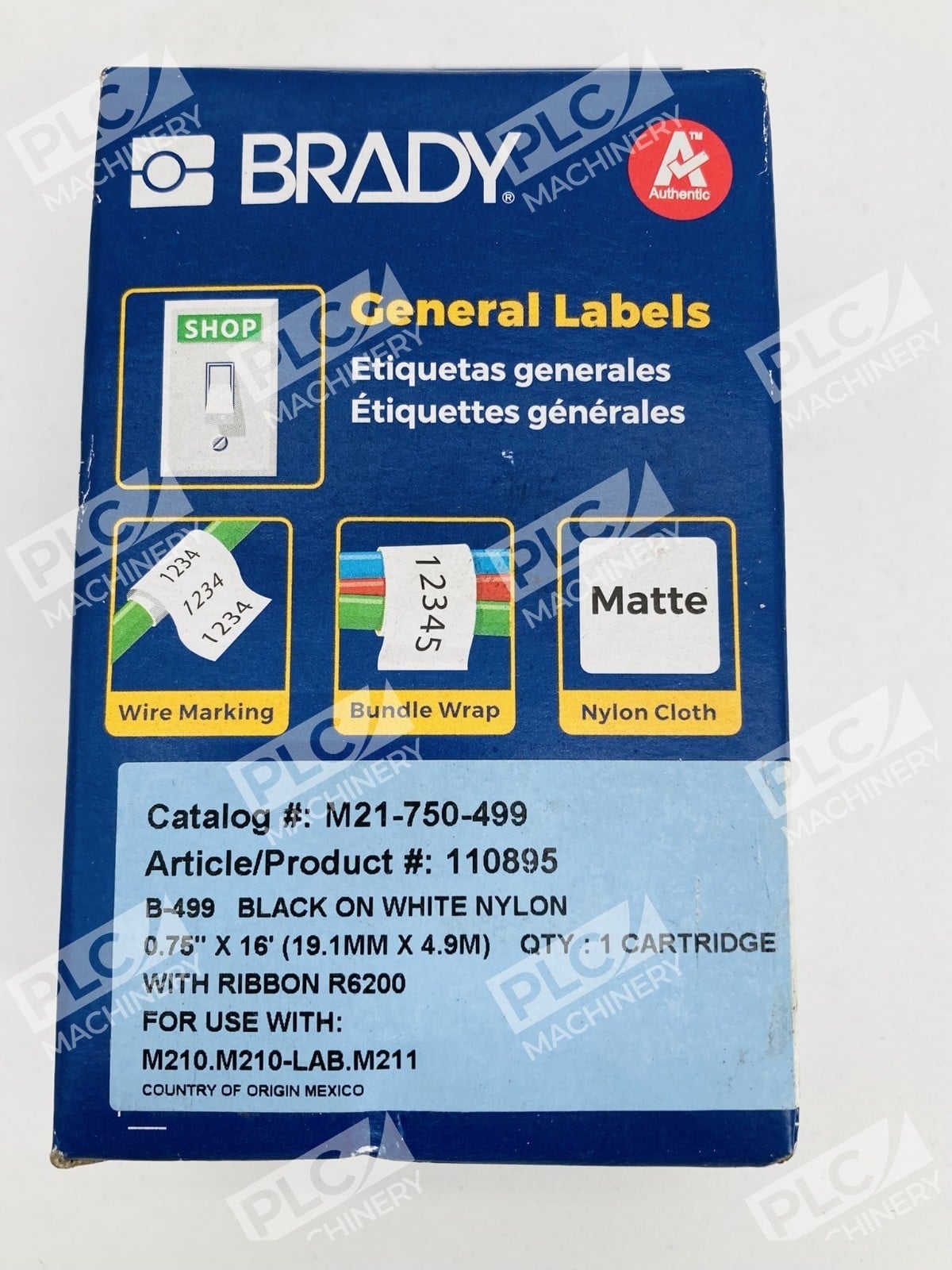 Brady M21-750-499 Label Cartridge Black on White Nylon Cloth - Image 2