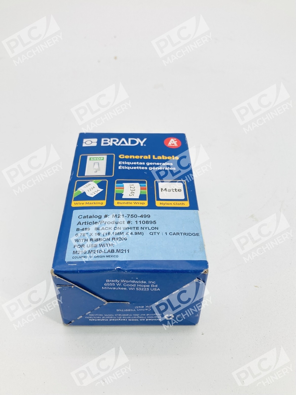 Brady M21-750-499 Label Cartridge Black on White Nylon Cloth - Image 3