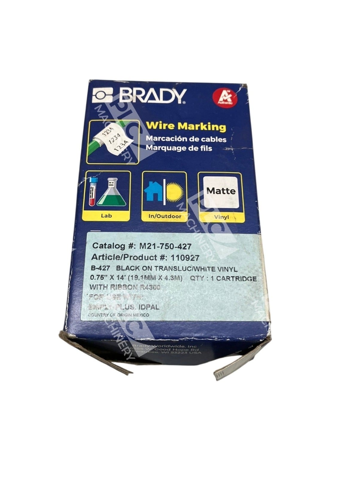 M21-750-427 - Brady - Label Cartridge B-427 Self-Laminating Wire Marking - Image 2