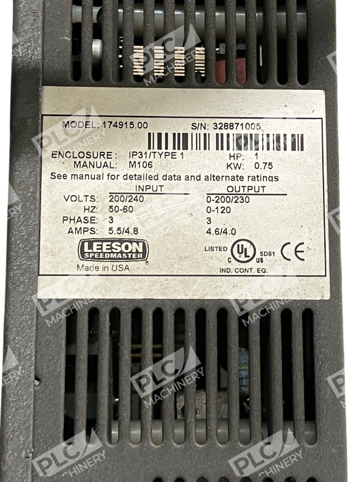 174915.00 – Leeson Speedmaster - 1HP Variable Frequency Drive - Image 5