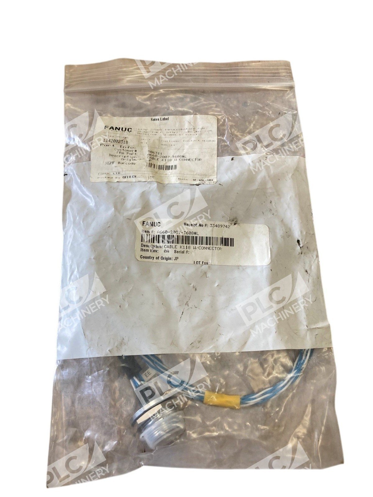 A660-2007-T608#L K118 - Fanuc - Internal Power Cable w/Connector - Image 2