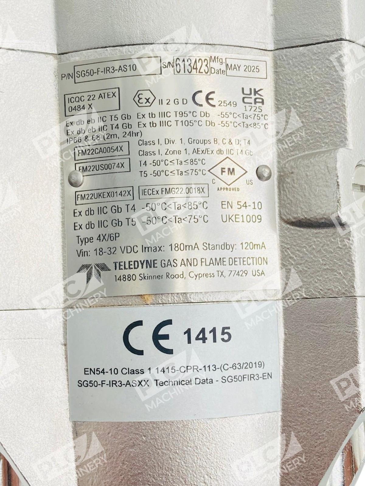 SG50-F-IR3-AS10 - Teledyne - Multi-Spectrum Infrared Gas & Flame Detection - Image 8