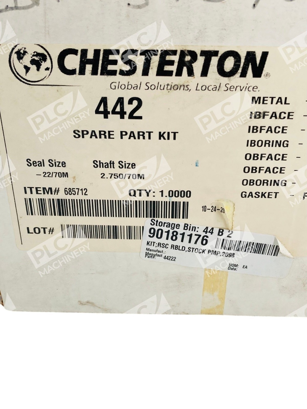 685712 - Chesterton - 442 Spare Part Kit Split Seal 2.750/70M Shaft - Image 5