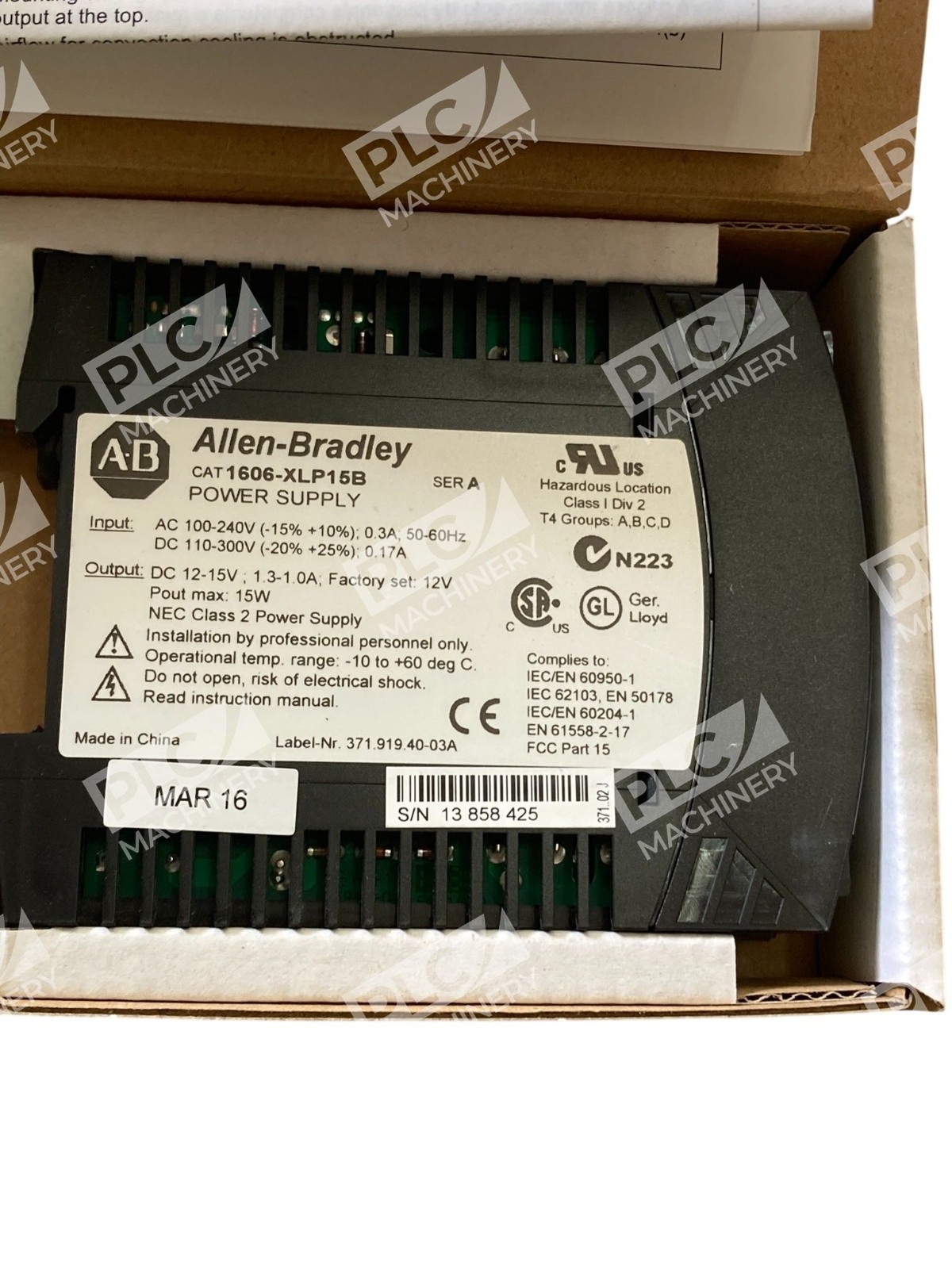 Allen-Bradley 1606-XLP15B /A Power Supply 15W 12-15V DC Compact SMPS - Image 4