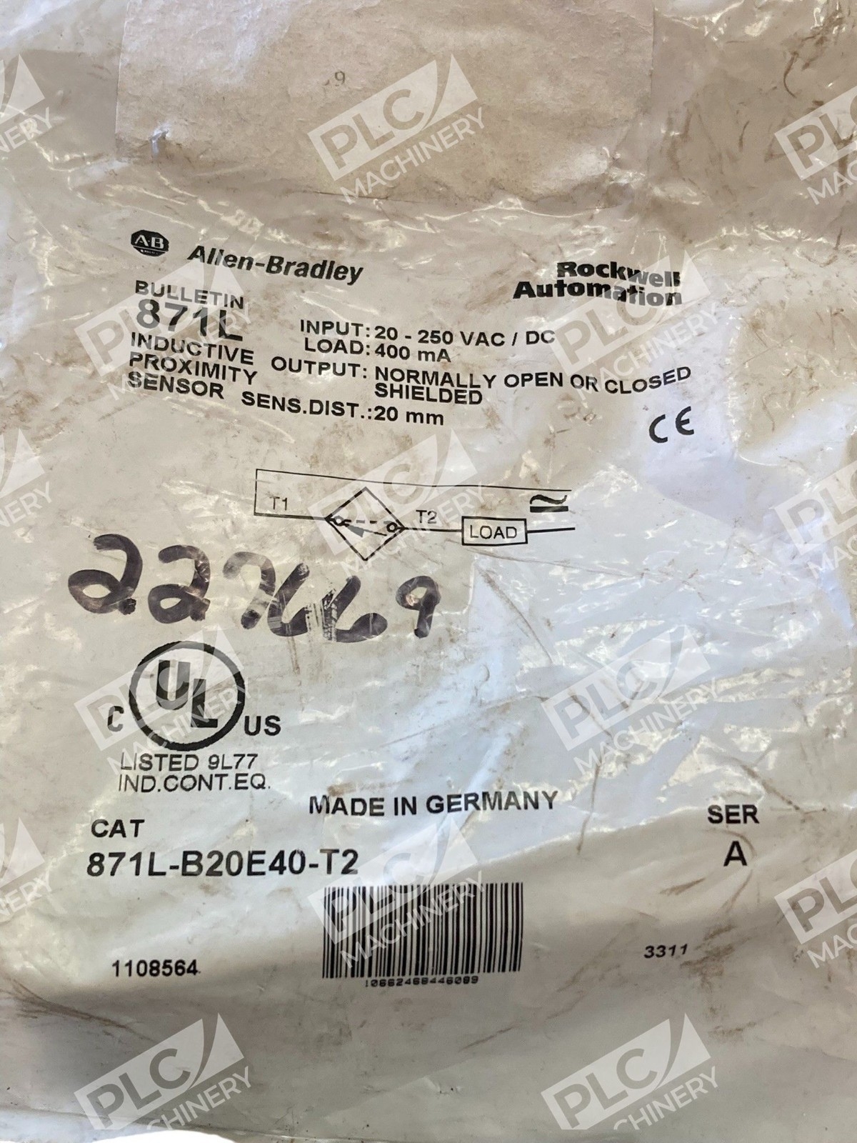 Allen-Bradley 871L-B20E40-T2 /A Inductive Proximity Sensor 20mm 20–250V AC/DC - Image 3