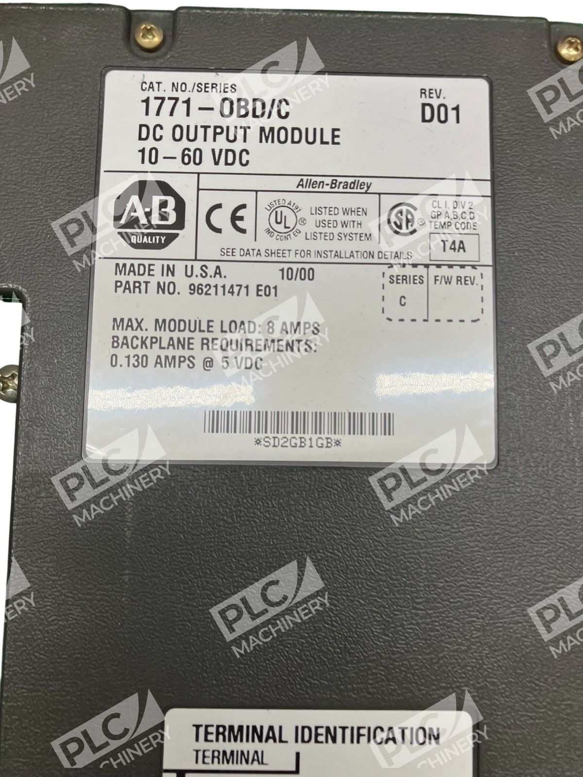 Allen Bradley AB 10-60VDC DC Output Module 1771-OBD /C Rev D01 - Image 3