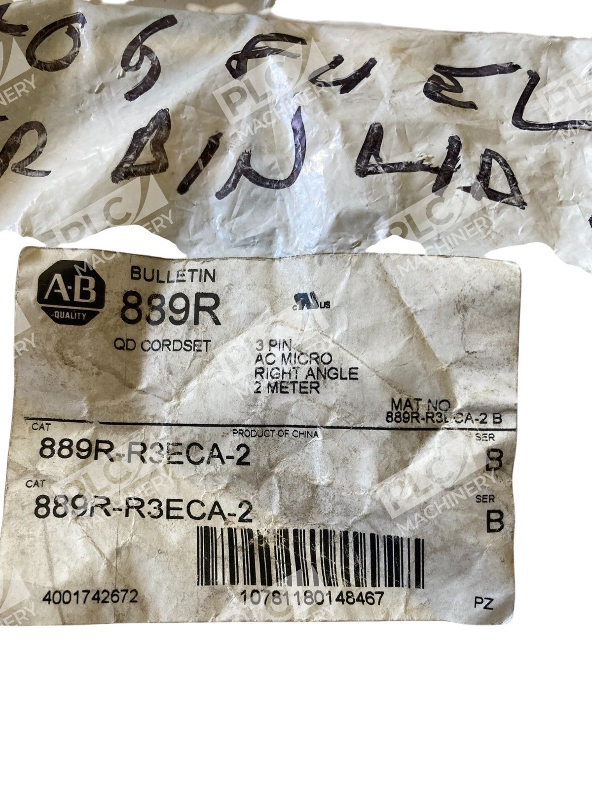 Allen Bradley AB 3 Pin AC Micro Right Angle 2 Meter QD Cordset 889R-R3ECA-2 /B - Image 3