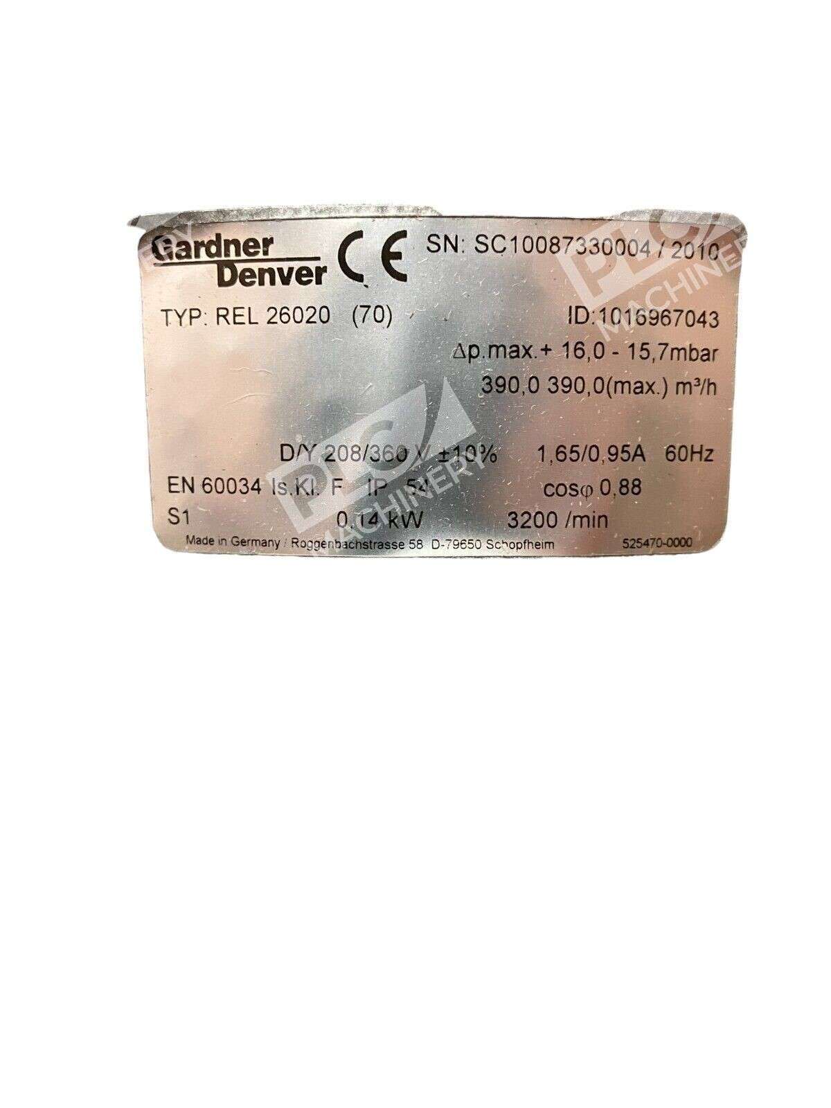 Gardner Denver REL 26020 (70) 1016967043 Vacuum Pump/Blower - Image 3