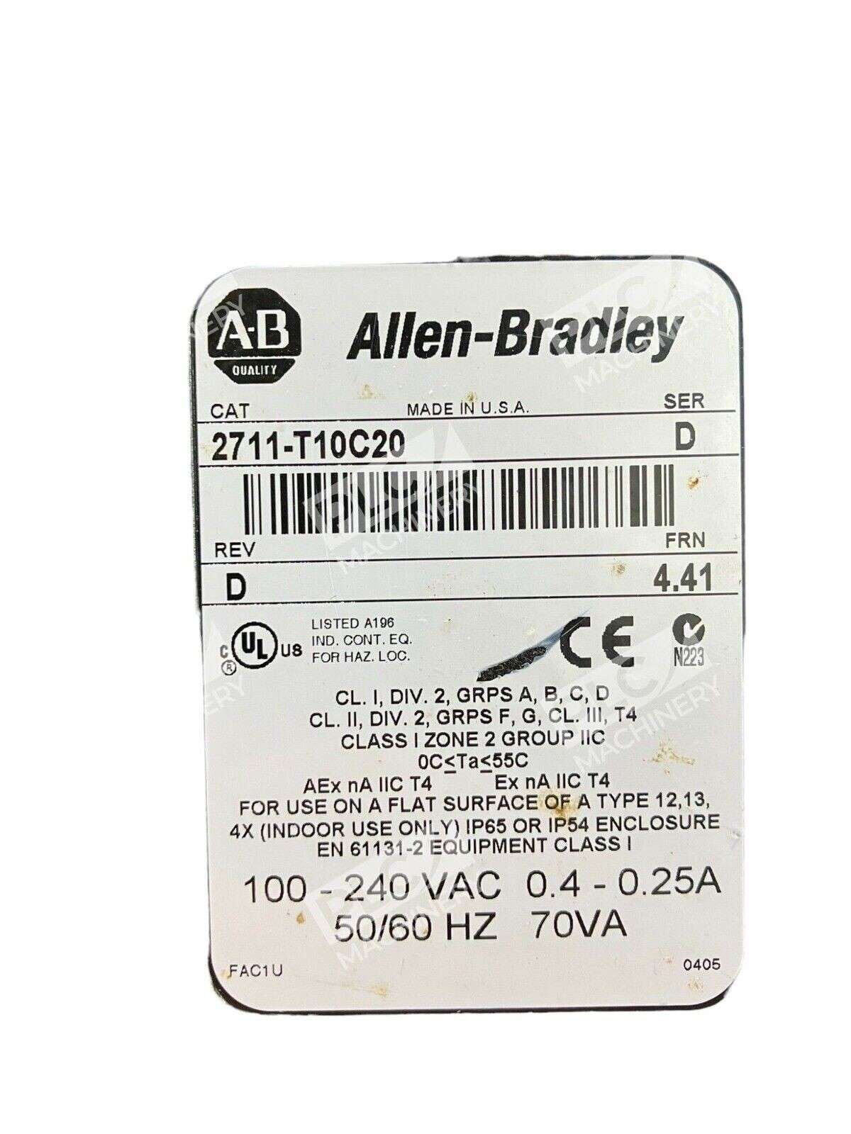Allen Bradley 2711-T10C20 PanelView 1000 Rockwell Automation Industrial HMI - Image 2