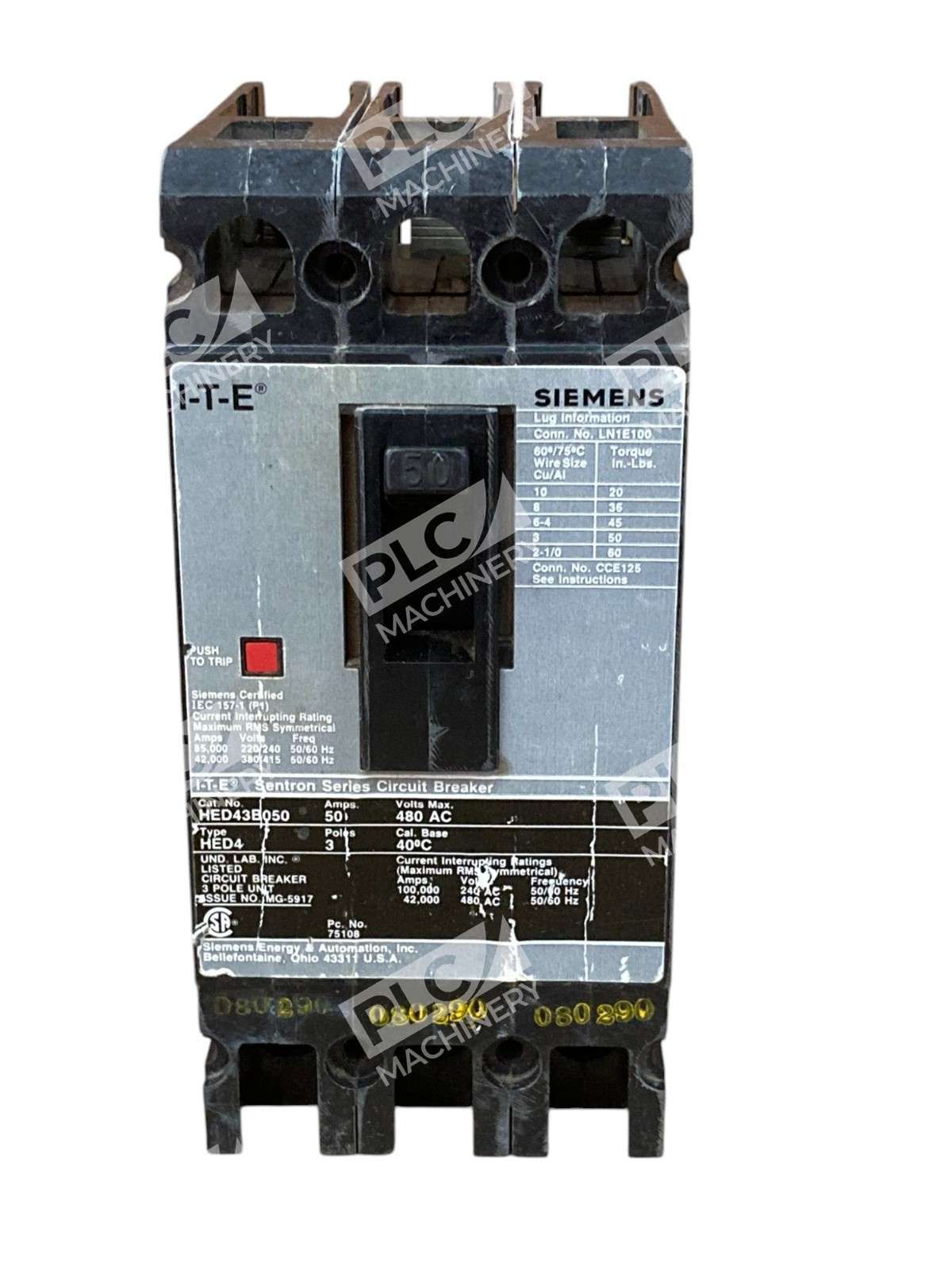 Siemens HED43B050 I-T-E Sentron Series Circuit Breaker - Image 6