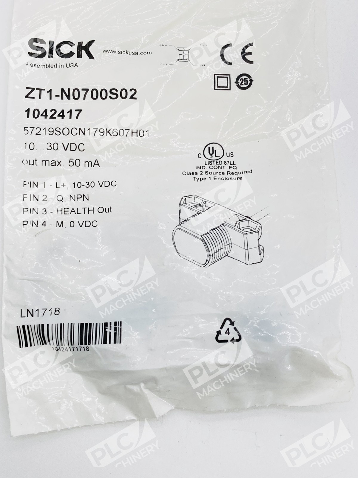 Sick ZT1-N0700S02 Photoelectric Proximity Sensor 1042417 - Image 2