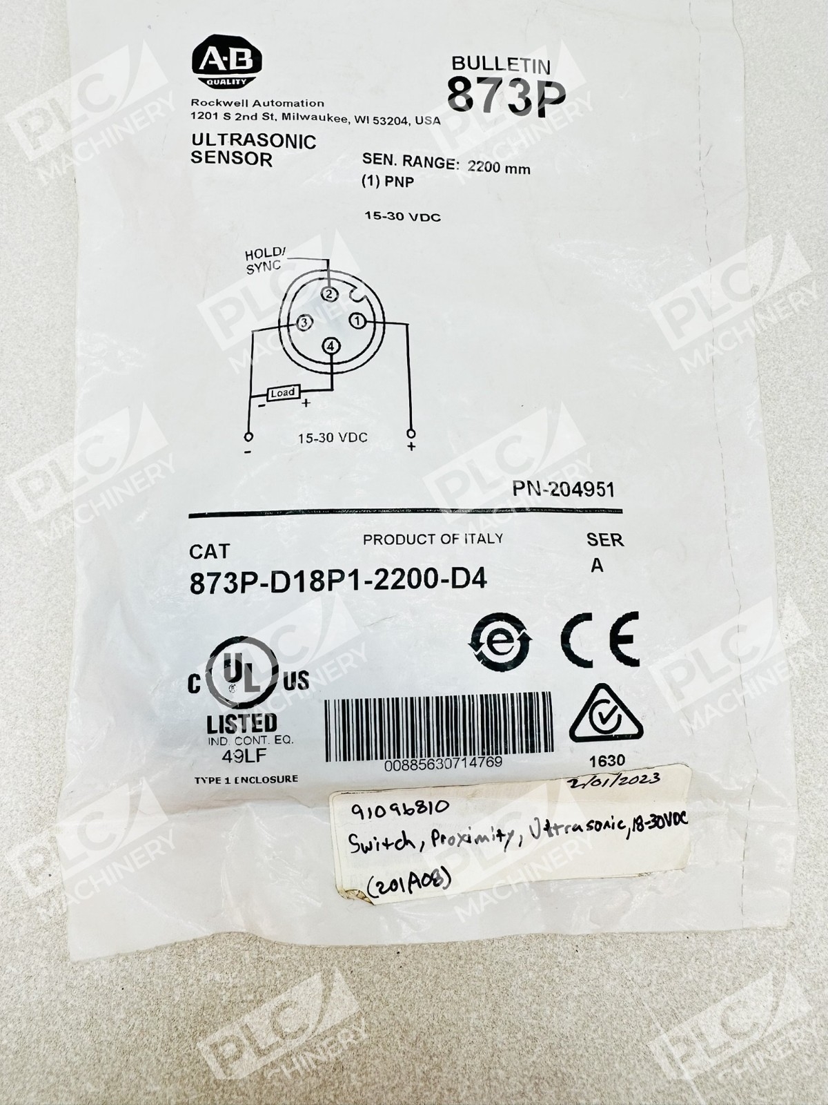 Allen Bradley 873P-D18P1-2200-D4 Ultrasonic Sensor Ser A - Image 3