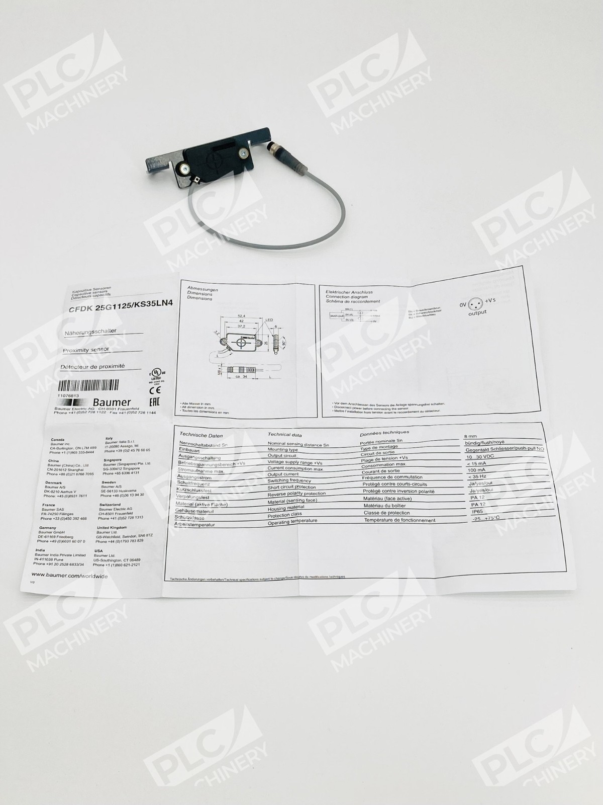 Baumer CFDK 25G1125/KS35LN4 Capacitive Proximity Sensor