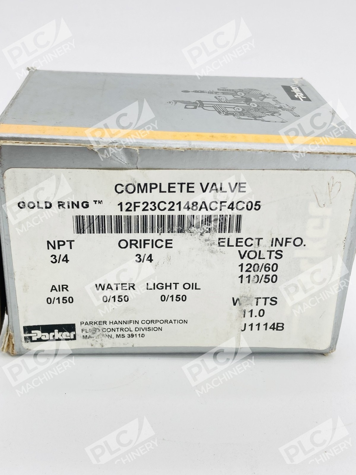 Parker 12F23C2148ACF4C05 Gold Ring Solenoid Valve 3/4" NPT Brass - Image 2